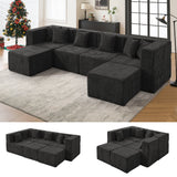 BEHOST 130" Oversized Modular Sectional Sofa for Living Room, Flexible Combination U Shaped Chenille Cloud Couch, Black