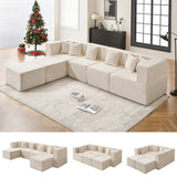 Behost Modular Sectional Sofa for Living Room, Convertible L Shaoed Couch Sleeper Bed Flexible Home Sectional, Beige