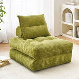 BEHOST 70" Corduroy Folding Futon Sofa with Pillow, 3-in-1 Convertible Couch Bed for Bedroom, Matcha Green