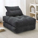 BEHOST 86" Oversized Folding Sofa Bed, Teddy Fabric Futon Couch Sleeper for Living Room, Dark Gray