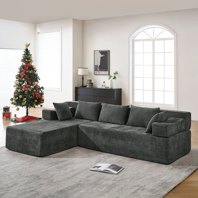 Behost 105" Modular Sectional Sofa for Living Room, L Shaped Cloud Couch Chenille, Dark Gray