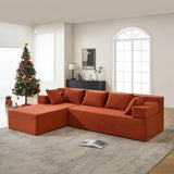 Behost 105" Modular Sectional Sofa for Living Room, Corduroy Cloud Couch for Adults, Red