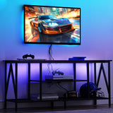 Behost TV Stand for TV up to 65 inches,TV Console Table with Led Lights & Power Outlets,Black