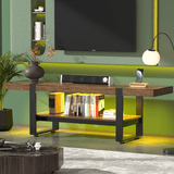 Behost TV Stand with LED Lights for 65 inch TV, Farmhouse Entertainment Center for Living Room, Gaming TV Console for Bedroom,Rustic Brown