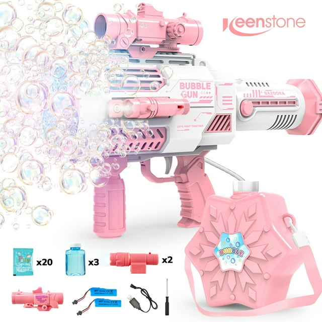 Bubble Machine for Kids, Bubble Maker with 3 Bottles of Bubble Solutions, Kids Toys for Toddlers Boys Girls Age 3 4 5 6 7 8 9 Year Old, Fun Gifts for Birthday Wedding Party Favors Outdoor Toy - Pink