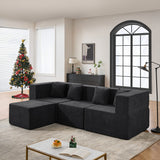 102.5" L-Shaped Cloud Couch Modular Sectional Sofa for Living Room, Black Boucle Fabric Sofa Couch with Ottoman and 4 Pillows, No Assembly