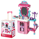 Keenstone Pretend Makeup Play for Toddlers, Kids Vanity for Girls, Little People Princess Beauty Mirror and Accessories Play Set for Girls Fashion Beauty Set, Christmas Birthday Toys Gifts for Girls