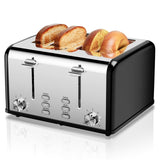 Toaster 4 Slice Toaster Stainless Steel Retro Toasters, Bagel, Defrost, Reheat, Cancel Function 6 Shade Settings Removable Crumb Tray Auto Pop-Up, Kitchen Appliances, Apartment Essentials
