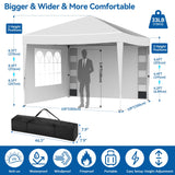 VECUKTY 10 x 10ft Pop up Canopy Tent with Sidewalls, Wheeled Bag, Shelter for Outdoor Shade, White