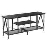 Behost TV Stand for TV up to 65 inches,TV Console Table with Led Lights & Power Outlets,Black