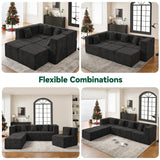 BEHOST 130" Oversized Modular Sectional Sofa for Living Room, Flexible Combination U Shaped Chenille Cloud Couch, Black