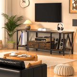 Behost TV Stand for 75 Inch, Dresser TV Stand with 2 Large Dresser Drawers, Entertainment Center with 3 Open Storage Shelf, Rustic Brown, Large