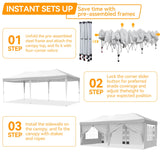 VECUKTY 10 x 20ft Pop up Canopy Tent with 6 Sidewalls, Wheeled Bag, Shelter for Outdoor Shade,White
