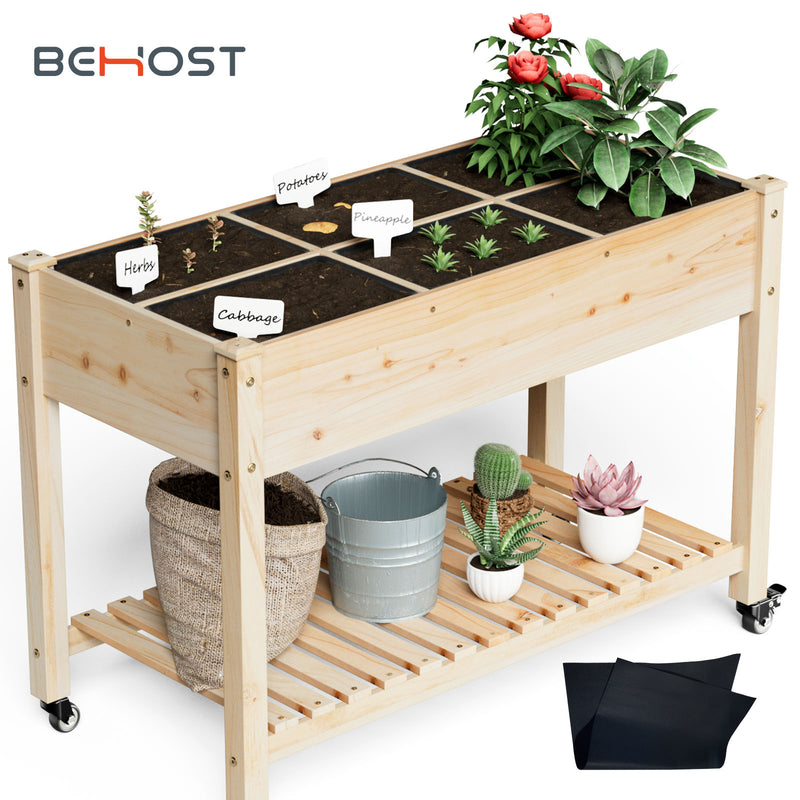 Raised Garden Bed, BEHOST Elevated Wood Planter Box Stand for Backyard, Patio, Balcony w/Bed Liner, 264lb Capacity
