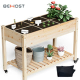Raised Garden Bed, BEHOST Elevated Wood Planter Box Stand for Backyard, Patio, Balcony w/Bed Liner, 264lb Capacity