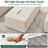 BEHOST 2 Modules Sectional Sofa for Living Room, Includes 1 Armless Center Seat + 1 Ottoman + 1 Pillow, Chenille Beige