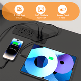 Behost Modern TV Stand for 65 Inch TV with LED Light & Power Outlets, Entertainment Center TV Cabinets for Living Room, Black