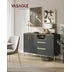 Modern Kitchen Pantry Cabinet with Sliding Doors and Charging Station, 70" Utility Cabinet with Adjustable Shelves, White and Grey Two-Tone Finish