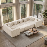 BEHOST 10 Modular Sectional Sofas for Living Room, 7 Seaters Cloud Couch with 3 Ottomans and 10 Pillows, Chenille Beige