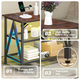 Behost 55 inch TV Stand for 65 inch TV, TV Cabinet with 20 Colors LED Lights for Living Room, Brown