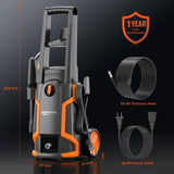 Keenstone 3600 PSI Electric Pressure Washer , Max 2 GPM 220V with Adjustable Nozzle 0-120°,Foam Cannon for Cleaning Cars Patios Driveways Fences Pools