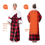 Electric Heating Blanket with Waistband and Sleeves - Keenstone Cozy Plaid Heated Throw with 6 Heat Levels and Timer Settings - 50 x 70 inch,Red
