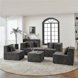 BEHOST 130" Oversized Modular Sectional Sofa with Ottomans for Living Room, 27.5" Deep Seat, Modern Chenille Gray