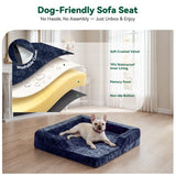 BEHOST 6-Piece 130" U-Shaped Modular Sectional Sofa, Velvet Cloud Sleeper Couch with Dog Bed & 2 Movable Ottomans, Oversized Deep Seat Living Room Furniture Set,Navy Blue