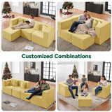 BEHOST 102.5" L Shaped Modular Sectional Sofa with Extra Deep Seats, Cloud Couch for Small Living Room,Teddy Yellow
