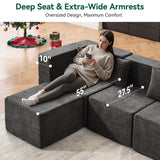 BEHOST 202.5" Boneless Cloud Couch, 8 Modules Sectionals Sofa with 27.5" Deep Seat, No Assembly Required, Dark Gray