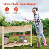 Raised Garden Bed with Planting Tool, BEHOST Elevated Wood Planter Box Stand for Backyard, Patio, Balcony w/Bed Liner, 264lb Capacity