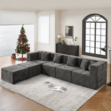 BEHOST 130" U-Shaped Modular Sectional Sofa, 6-Piece Cloud Couch with 2 Movable Ottomans, Extra Deep Seat Chenille Sleeper Sofa, Flexible Oversized Modern Sofa Set for Living Room, Chenille Dark Gray