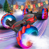 RC Twisting Snake Car, Keenstone Giant Wheel Remote Control Toy Car with High-Speed Climbing and Colorful Gradient Lights with Music,Red