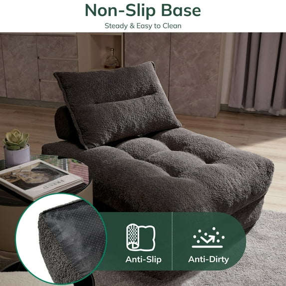 BEHOST 86" 2 Pack Large Futon Sofa Bed for Adults, 3-in-1 Convertible Folding Chair Bed Sleeper Chair, Dark Gray & Beige