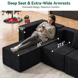 BEHOST 102.5" L Shaped Modular Sectional Sofa with Extra Deep Seats, Cloud Couch for Small Living Room,Teddy Black