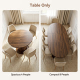 Keenstone Round Dining Table 43"-59" Extendable, for 4 to 6, with Storage Space, Kitchen Dinner Room Table for Dining Room and Small Space Walnut