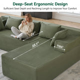 Behost 105" Modular Sectional Sofa Couch with Pillows, Deep Seat L Shaped Sofa for Living Room, Green