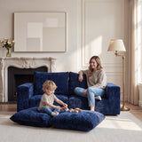 BEHOST 75" Modular Loveseat Sectional Sofa，Velvet Cloud Sleeper Couch for Living Room & Small Spaces，Navy Blue