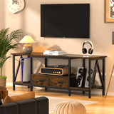 Behost TV Stand for 65 Inch, Dresser TV Stand with 2 Large Dresser Drawers, Entertainment Center with 3 Open Storage Shelf, Rustic Brown, Medium