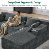 Behost 105" Modular Sectional Sofa for Living Room, L Shaped Cloud Couch Chenille, Dark Gray