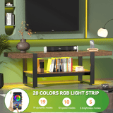 Behost TV Stand with LED Lights for 65 inch TV, Farmhouse Entertainment Center for Living Room, Gaming TV Console for Bedroom,Rustic Brown