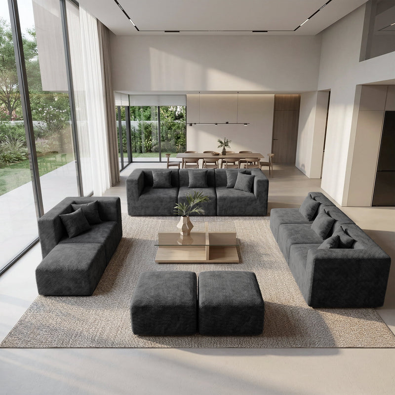 BEHOST 10 Modules Oversized Modular Sectional Sofa Set for Living Room, Chenille Dark Gray