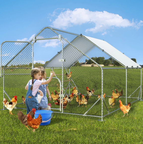 Predator-Proof Chicken Coop with Weatherproof Tarp & Perch , Secure, Weatherproof, and Easy to Use