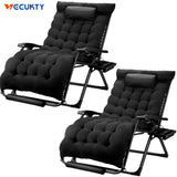 VECUKTY XXL Oversize Zero Gravity Chair - 500lb Capacity, 33-Inch Wide Padded Seat, Folding Travel Recliner for Outdoor / Indoor Use - Patio, Lawn, Black, Portable and Heavy Duty