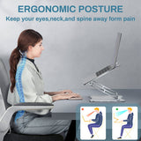 Laptop Stand, Cheflaud Ergonomic Aluminum Laptop Holder, Adjustable Riser with Heat-Vent, Compatible with MacBook Air/Pro, Dell, HP, Lenovo All Laptops, Sliver