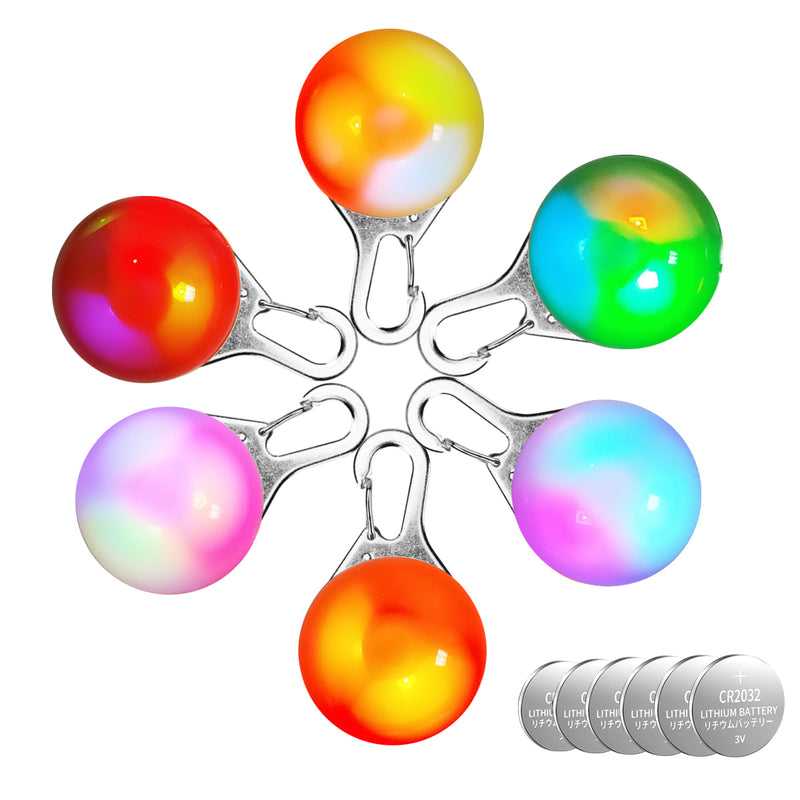 Morpilot Pet Cat Dog Collar Light, 6PCS Colorful Clip-On Dog Lights for Collars, Led for the Dark, Waterproof Safety Pet Light for Night、 Walking with 3 Flashing Modes (6 Extra Batteries)