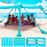 VECUKTY Lightweight 120'' x120'' Beach Tent, Turquoise