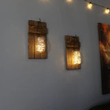 Farmhouse Wall Sconces Decor, Rustic Wall Decor, Wall Candle Holder Hanging Decor with Lights, Wall Decorations for Living Room, Bathroom,Wall sconces Set of Two