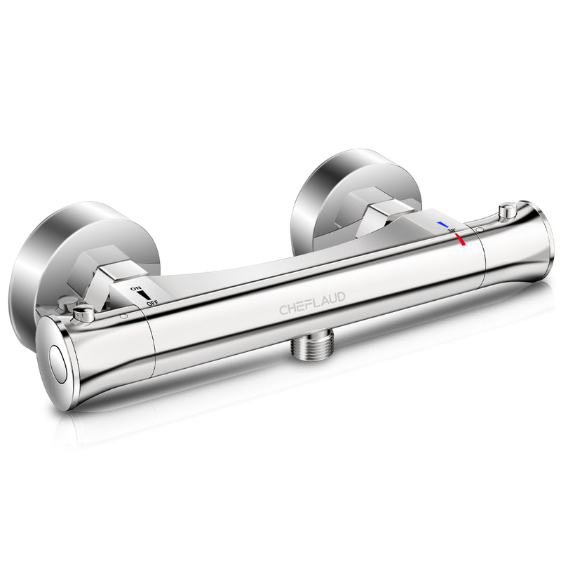 Cheflaud Mitigeur Douche Thermostatique de robinet douche ，Robinet anti-brûlure de Douche pour Salle de Bai 38℃, Économiser l'Eau