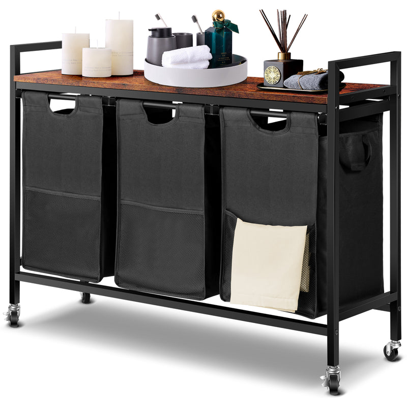 Chefluad Laundry Hamper Cart,Tilt out Clothes Hamper Sorter with Removable Storage Sorter Bags for Laundry Room Organization Laundry Bags